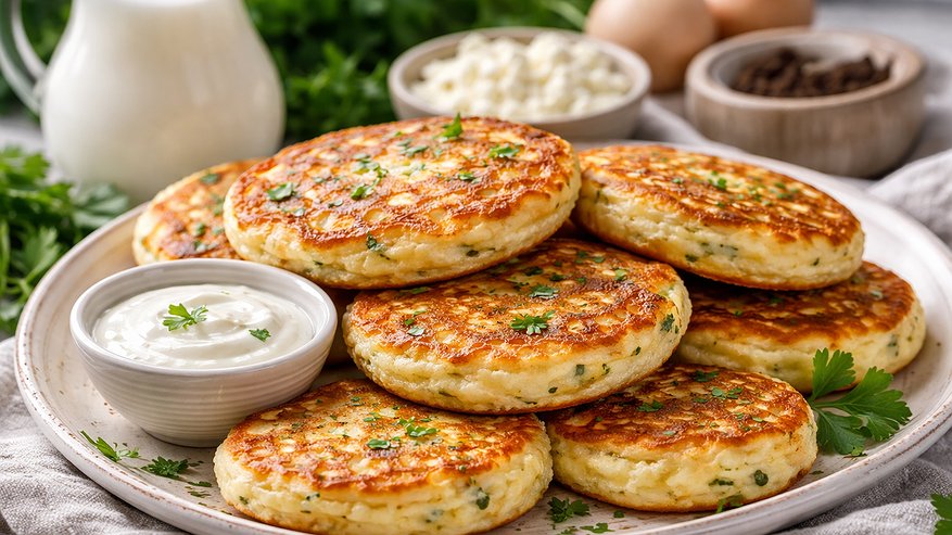 Главная картинка новости: Просто, сытно и лучше сырников: беру кефир и творог, через 10 минут получаю лепешки на завтрак