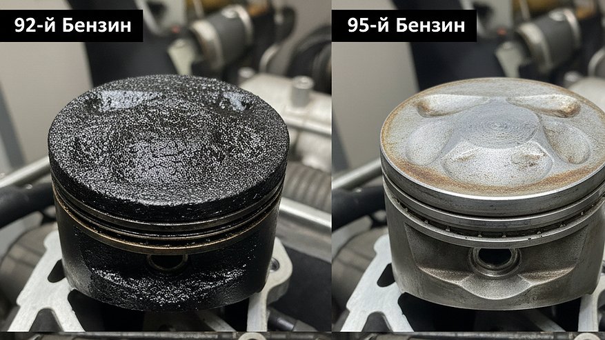 Главная картинка новости: Два двигателя с одинаковым пробегом: Один ездил на 92-м, а второй на 95. Смотрим эндоскопом в камеры сгорания каждого