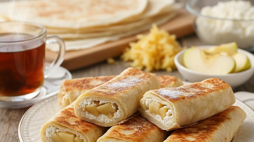 Главная картинка новости: Беру лаваш и яблоко, жарю гору вкуснятины к чаю: вместо надоевших блинов - получаю хрустящие рулетики за 10 минут