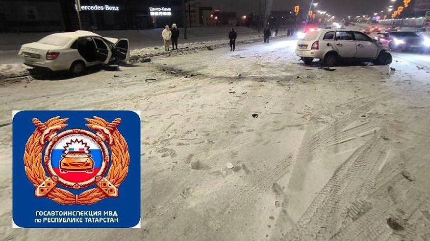 Главная картинка новости: Ночью в Челнах «Лада» вылетела на встречку: три человека в больнице