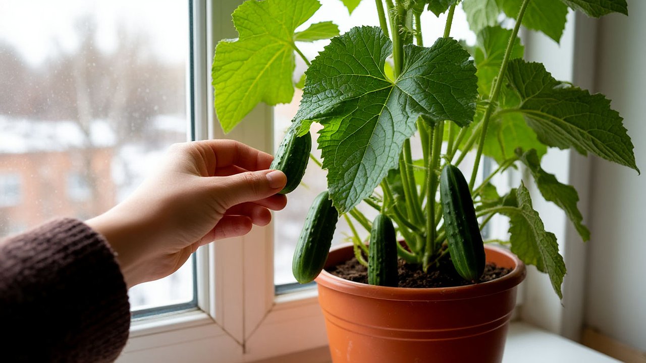 Главная картинка новости: Сажаю на подоконнике этот сорт огурцов – и проблем не знаю: всю зиму едим свежие зеленцы - полезно и выгодно