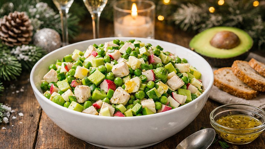 Главная картинка новости: На Рождество готовлю легкий оливье: он очень вкусный и подходит, когда надоело много майонеза