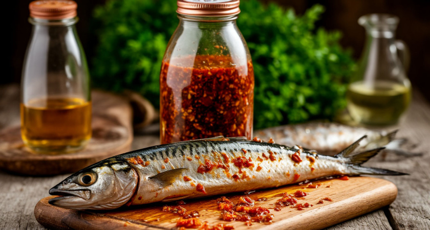 Скумбрия в бутылке, как копченая: просто кладу тушку в бутылку и заливаю маринадом - никакой химии