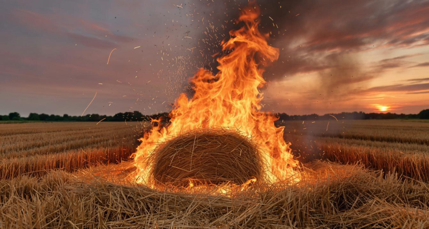 Огненный конфликт в Татарстане: мужчина сжег 80 рулонов соседского сена