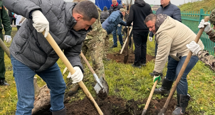 У молодежного центра в Челнах высадили 110 деревьев