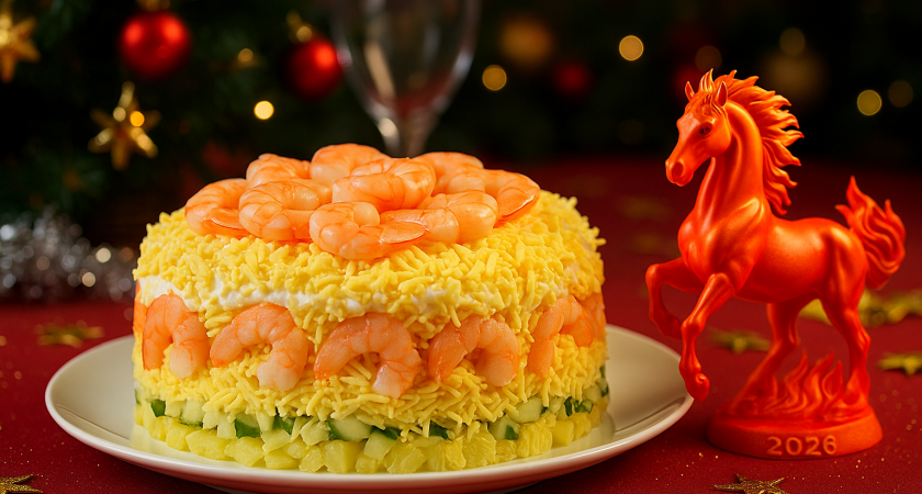 В год Огненной Лошади поставьте на новогодний стол салат «Пегас» принесет счастье и деньги в дом