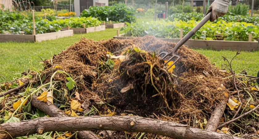 За зиму перегниют и толстенные ветки, и ботва: вот как я ускоряют компост - на заметку каждому дачнику