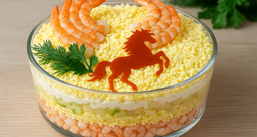 Салат «Пегас»: проверенный рецепт для богатства и счастья в год Огненной Лошади