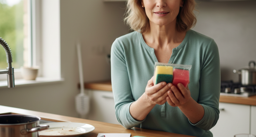 Только в 50 лет узнала, почему у губок для мытья посуды разные цвета