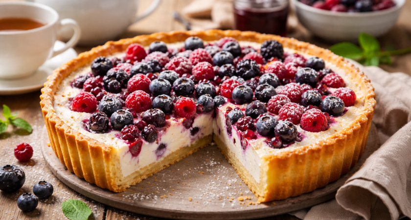 Сметанник с ягодами — та самая выпечка за час, которая легко заменяет торт и не требует навыков кондитера