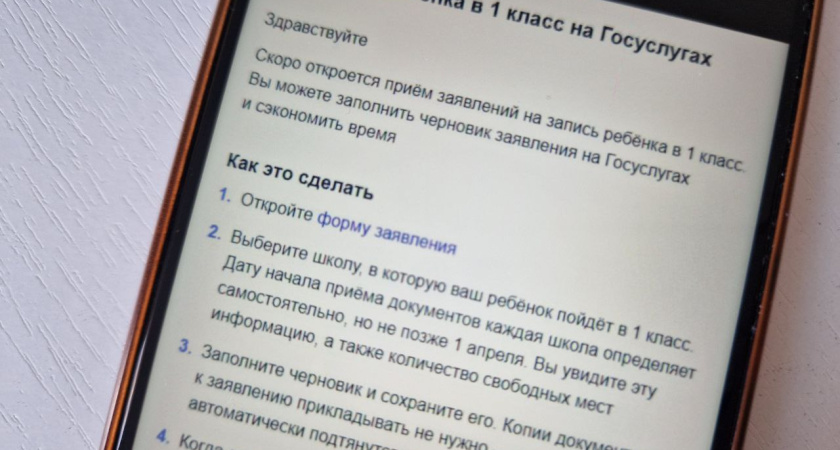 Родители будущих первоклассников могут подать заявление в школу на Госуслугах