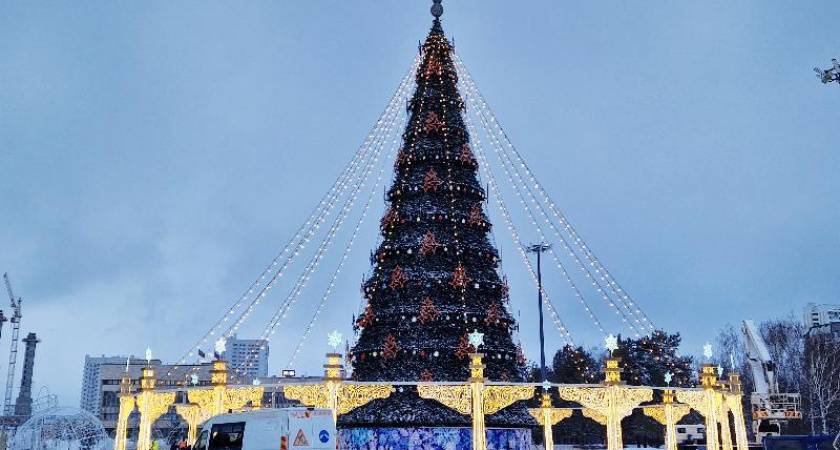 У главной елки Челнов включили праздничную иллюминацию (фото)