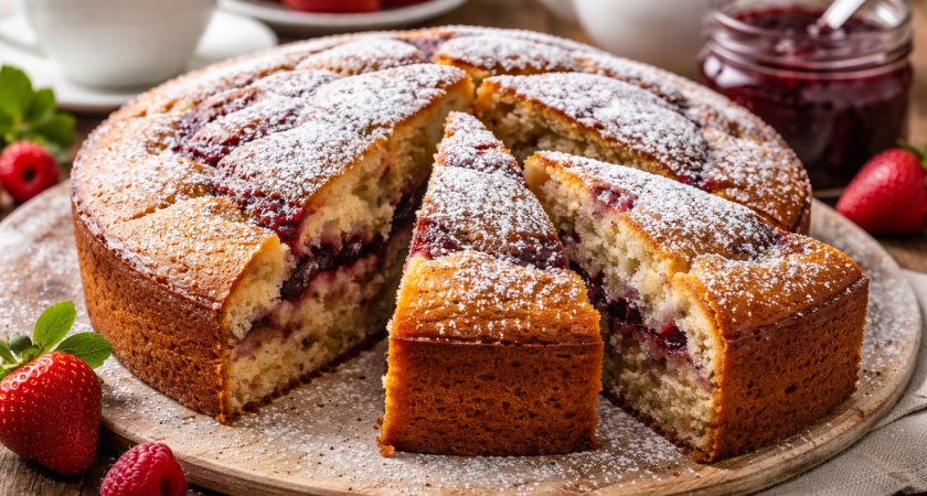 Смешиваю кефир и варенье и ставлю в духовку: получается вкуснейший пирог без хлопот