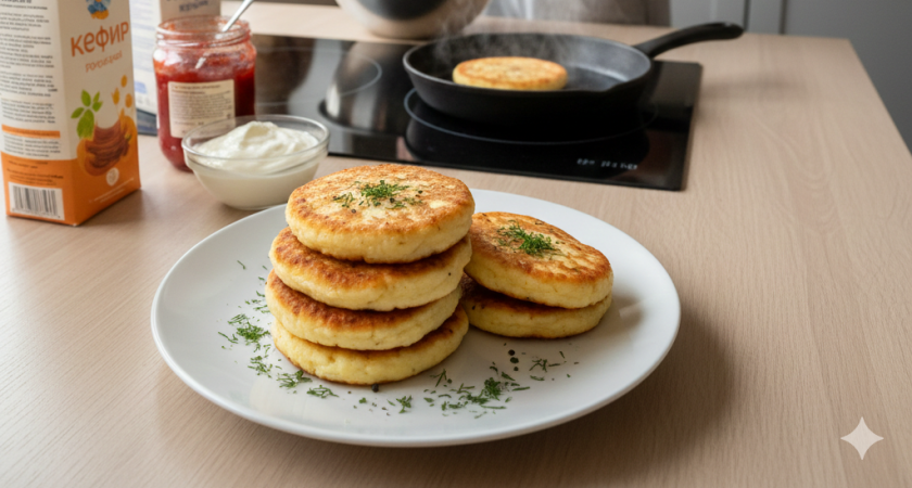 Берем кефир и творог — через 10 минут завтракаем лепешками вкуснее сырников: простейший рецепт